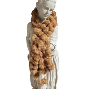 Vintage Dyed Rabbit Long Pom Pom Scarf Shawl